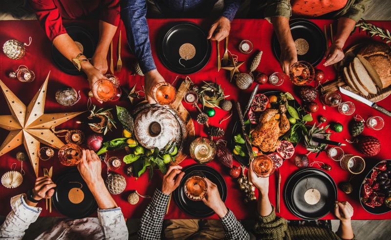 A family having a Christmas Eve dinner