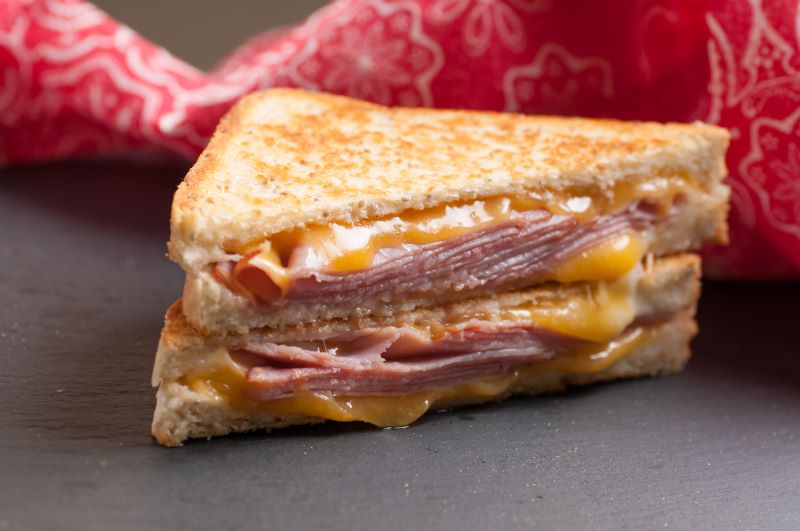 Grilled ham and cheese sandwich