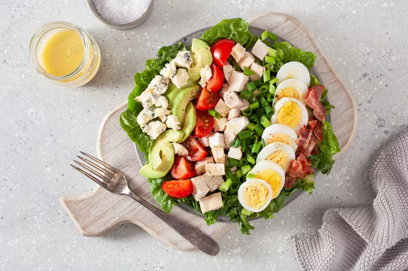 Plate of wholesome goodness: fresh vegetables, boiled eggs, and savory meat.