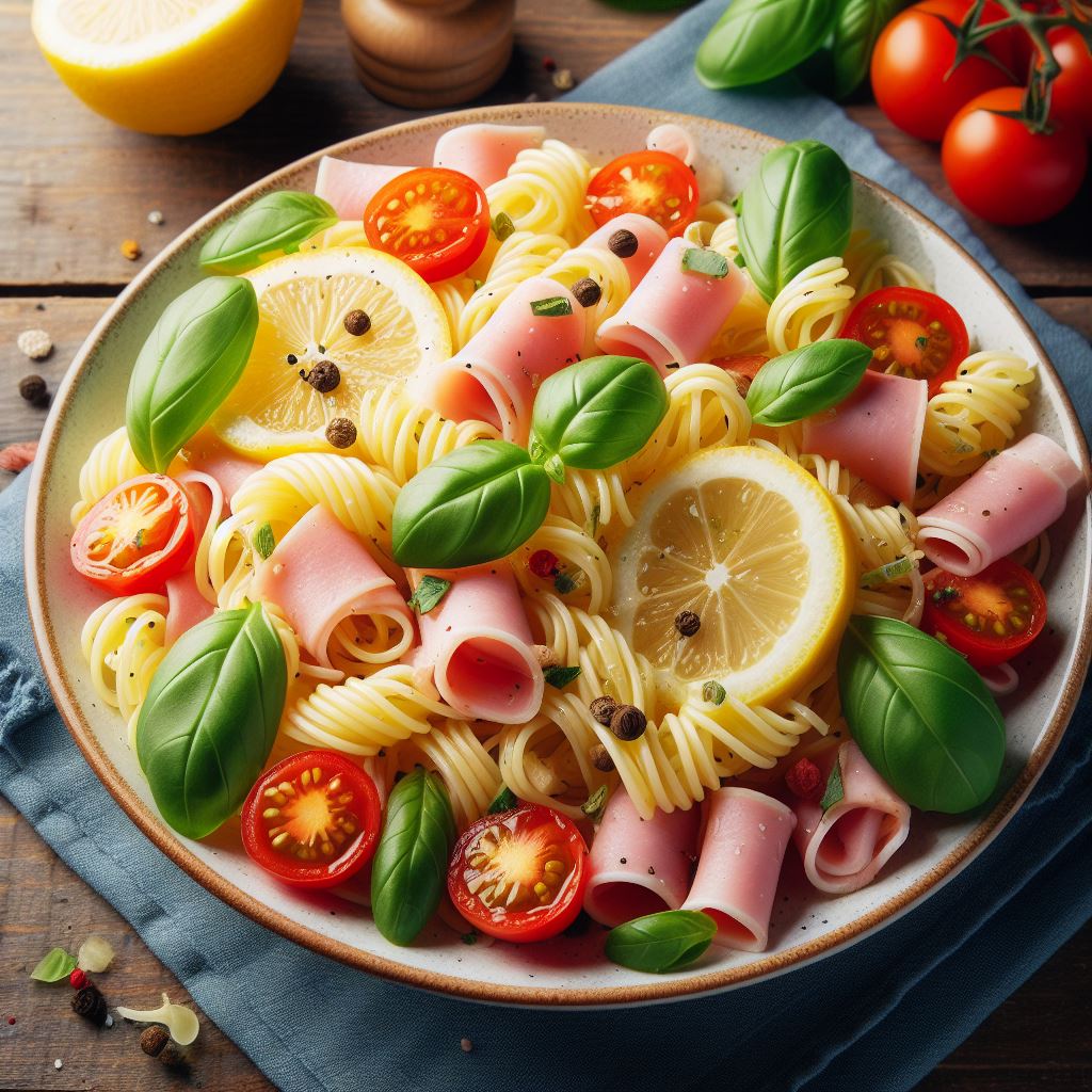 lemon capellini salad with smoked ham