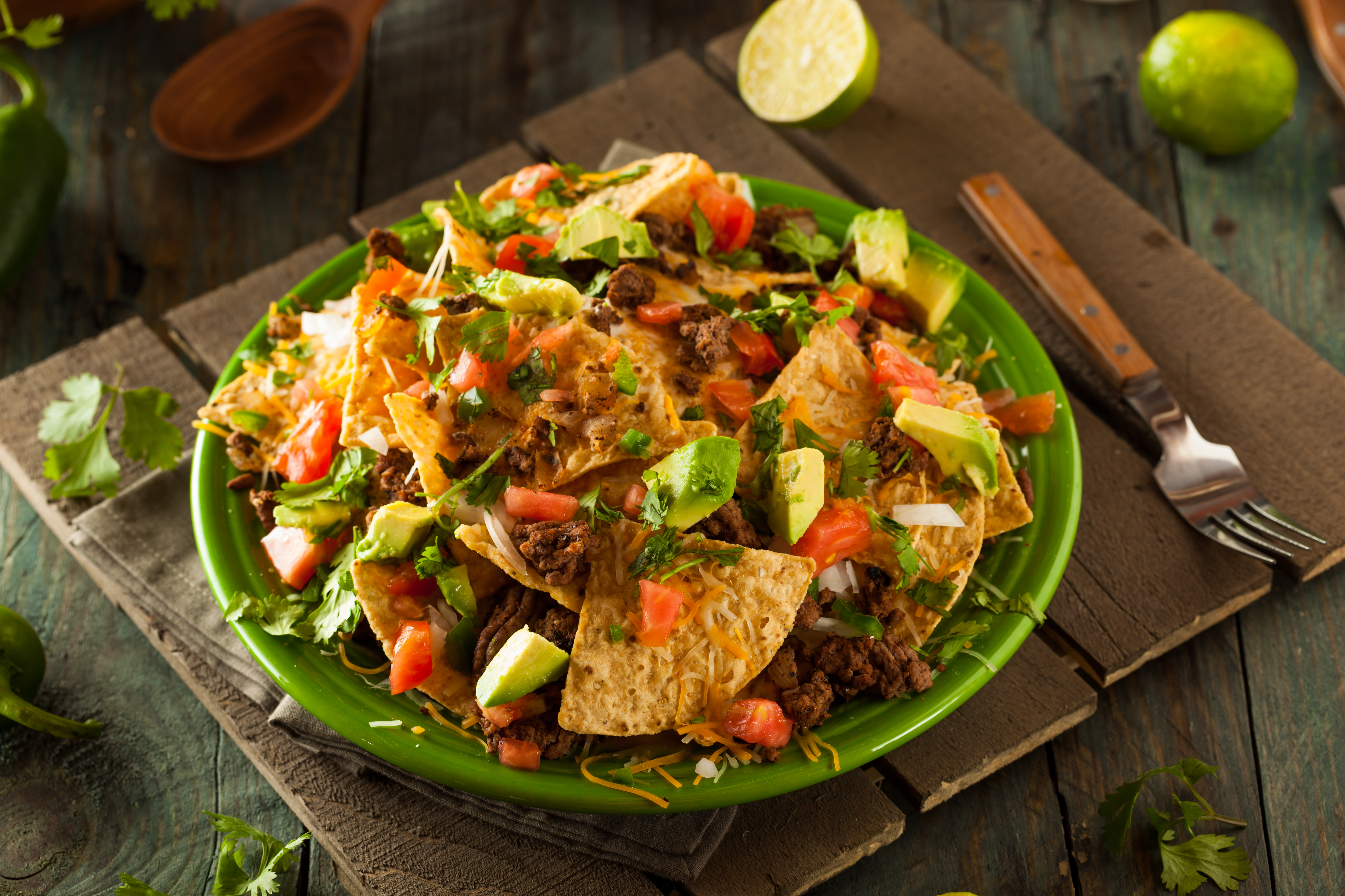 loaded beef and cheese nachos