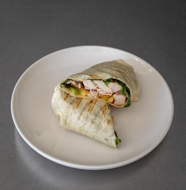 caesar salad in a wrap