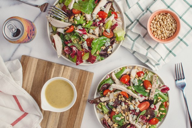 Keto snack idea: Two bowls of keto salad on a table