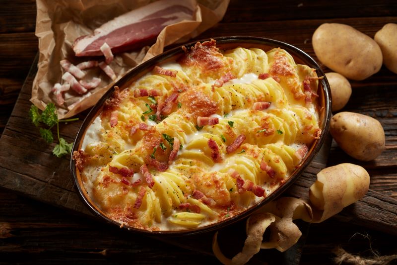 scalloped potatoes and ham dish