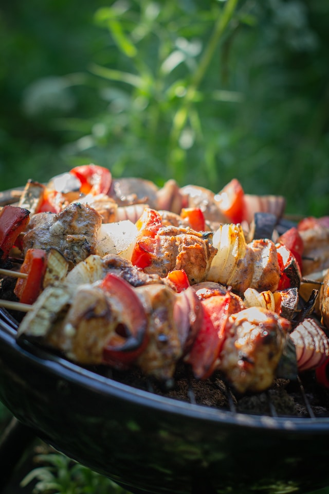 chicken kebab on a grill